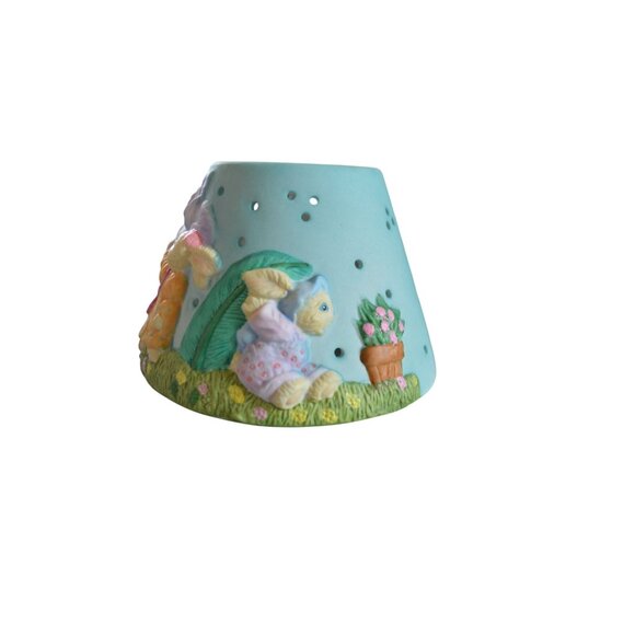 NIB Porcelain Easter Tea Light Candle Lamp With Pastel Bunny Floral Design 6" ta - Picture 8 of 11